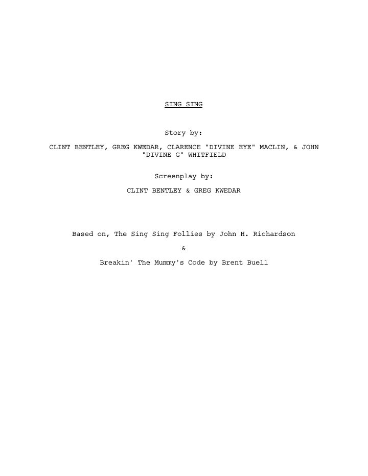 Sing Sing screenplay first page