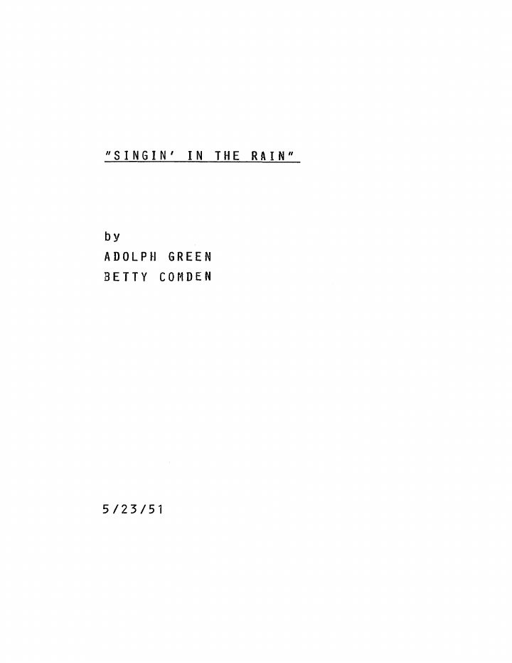 Singin' in the Rain screenplay first page