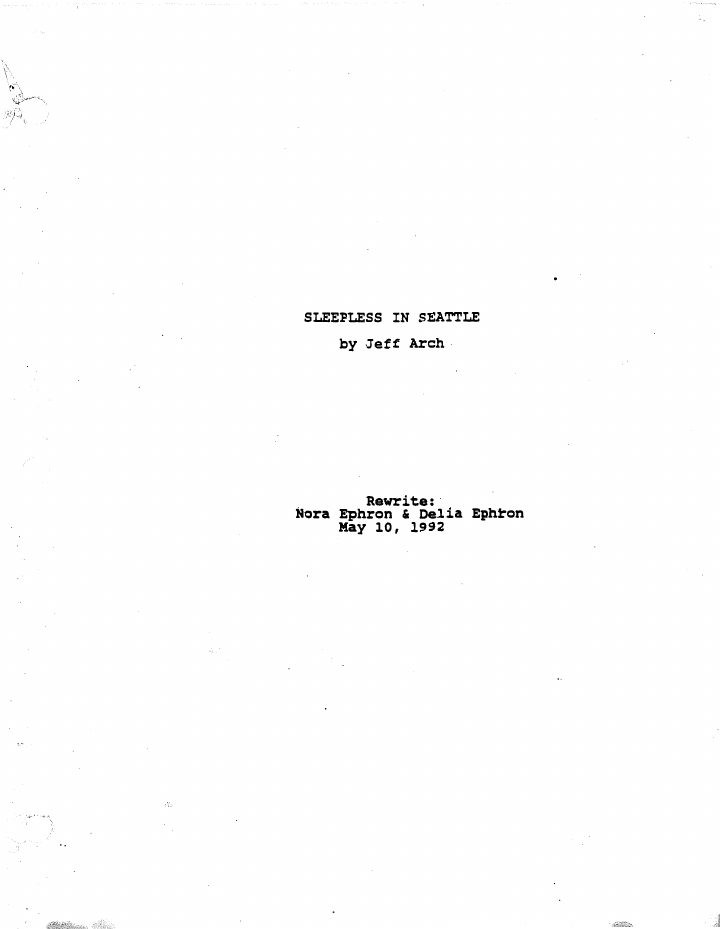 Sleepless in Seattle screenplay first page