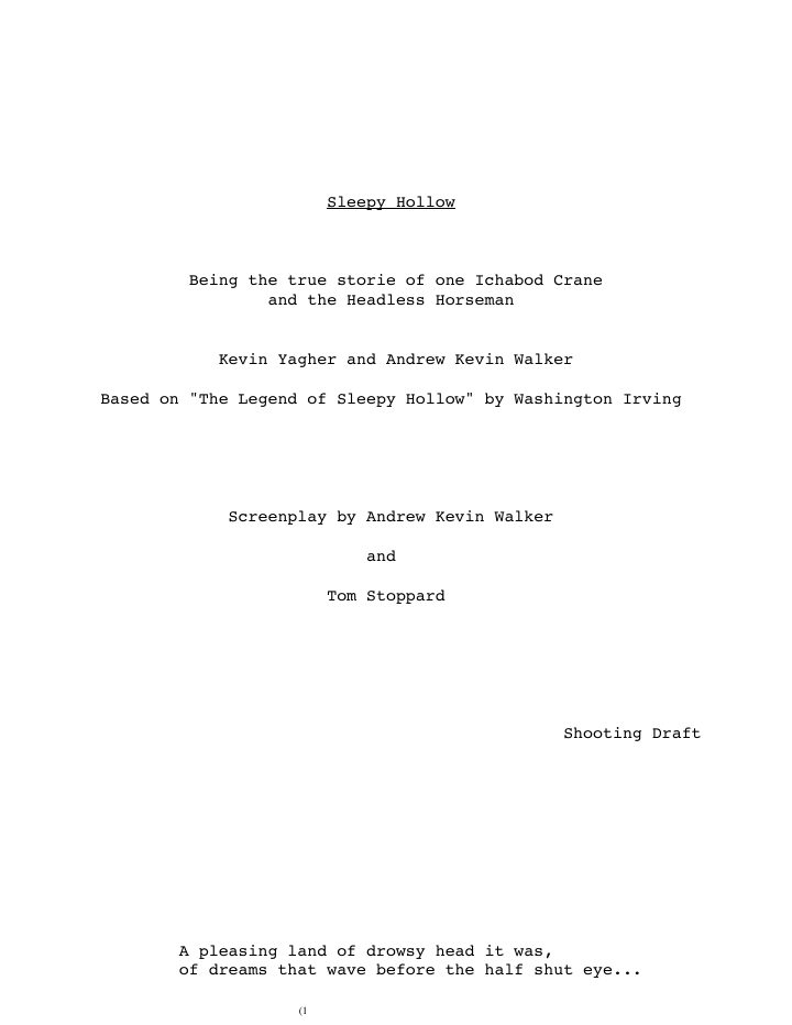 Sleepy Hollow screenplay first page
