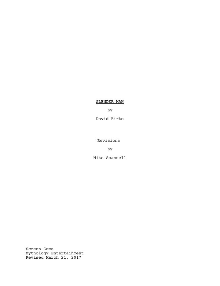 Slender Man screenplay first page