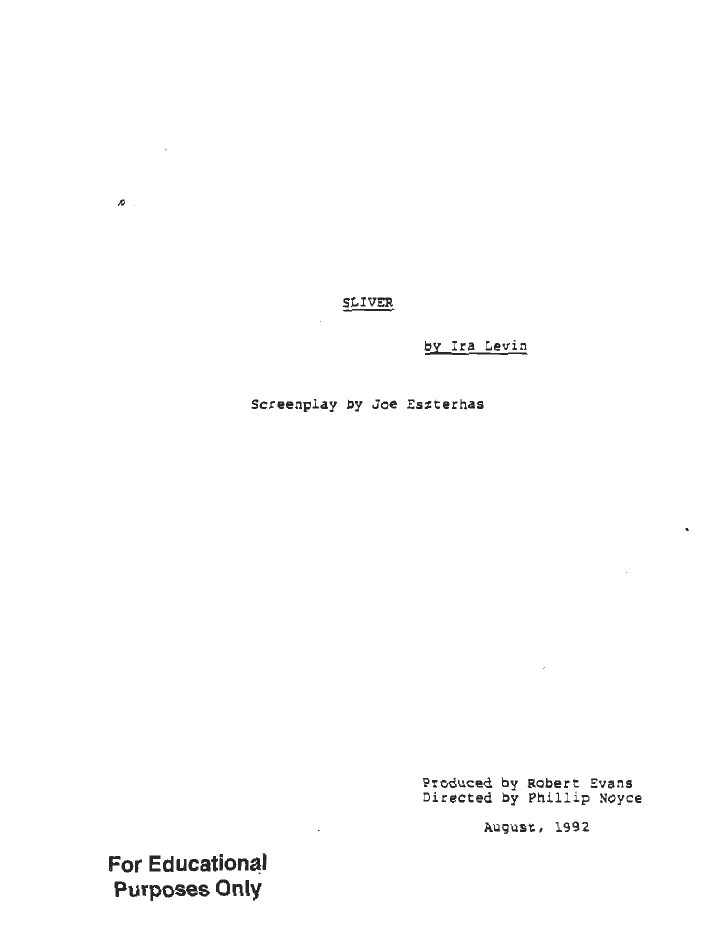 Sliver screenplay first page