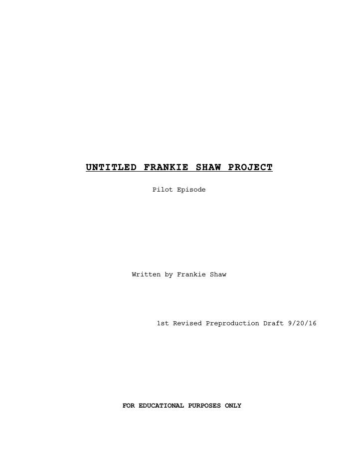 SMILF: 101: A Box of Dunkies and Two Squirts of Maple Syrup screenplay first page