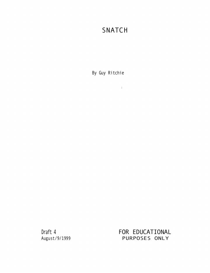 Snatch screenplay first page
