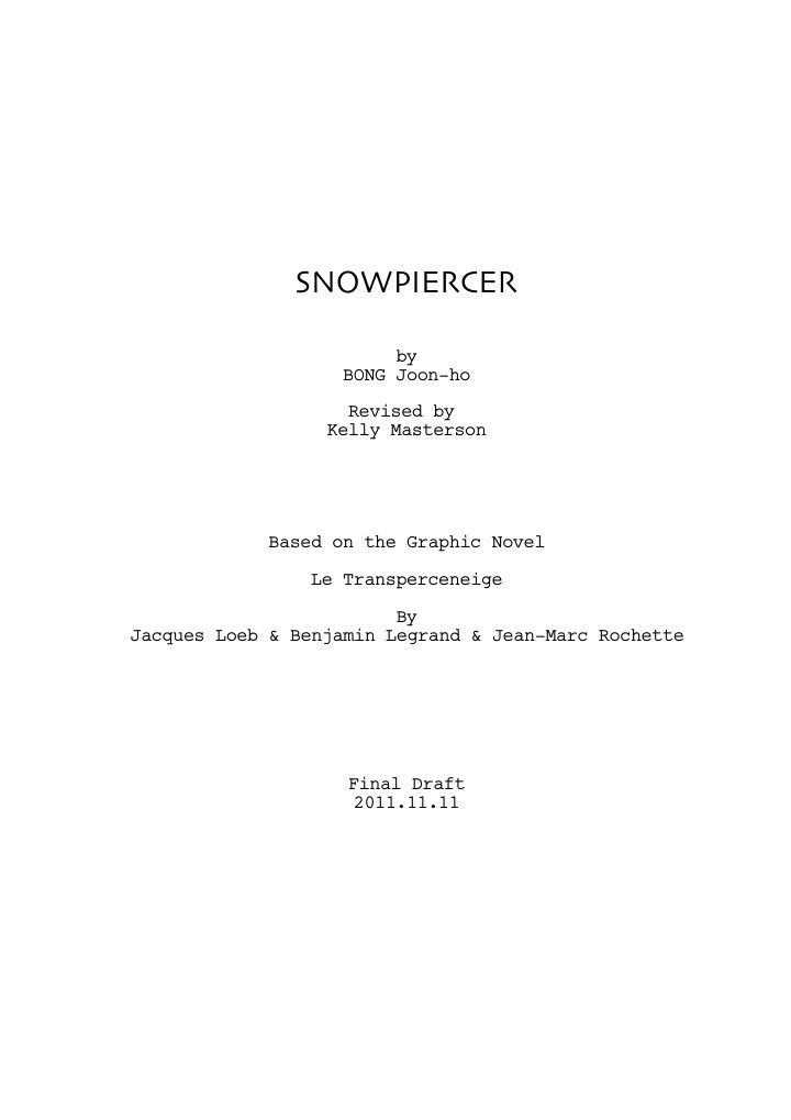 Snowpiercer screenplay first page