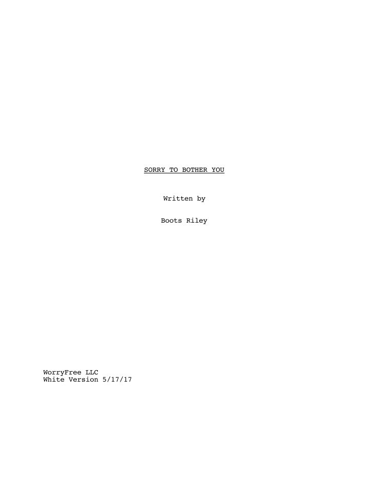 Sorry to Bother You screenplay first page