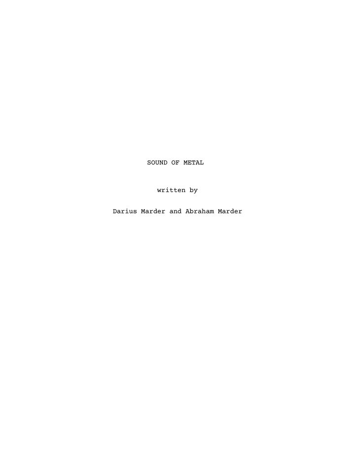 Sound of Metal screenplay first page