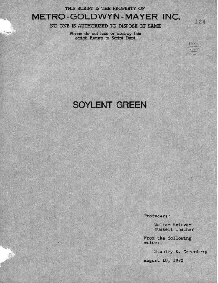 Soylent Green screenplay first page