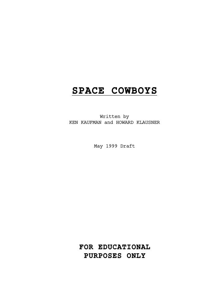 Space Cowboys screenplay first page