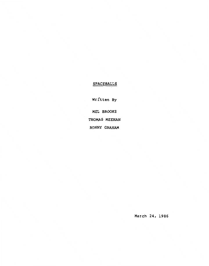 Spaceballs screenplay first page