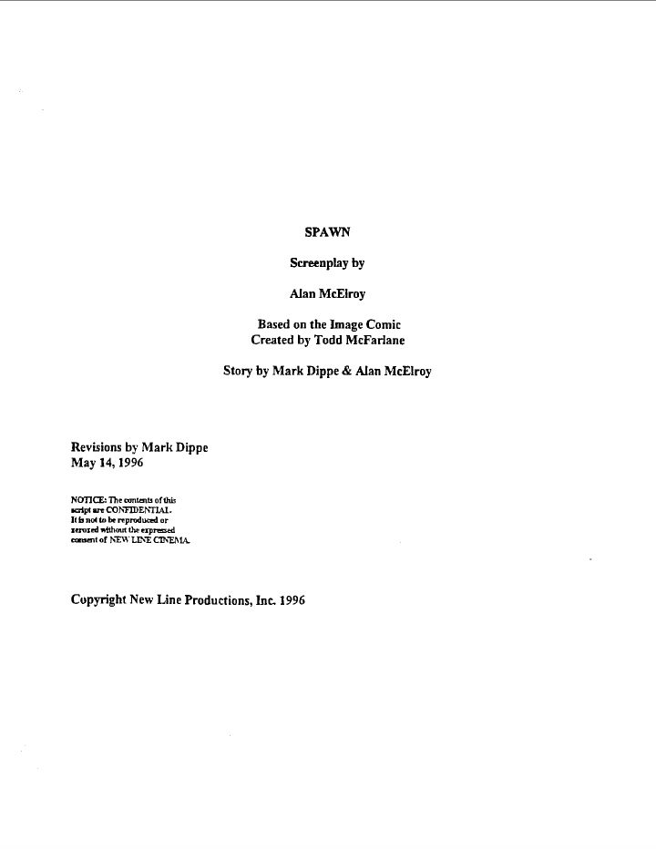 Spawn screenplay first page