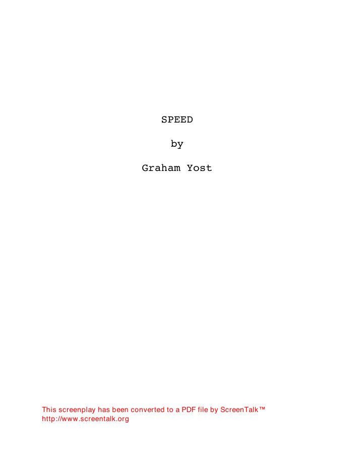 Speed screenplay first page