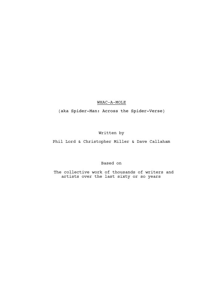 Spider-Man: Across the Spider-Verse screenplay first page