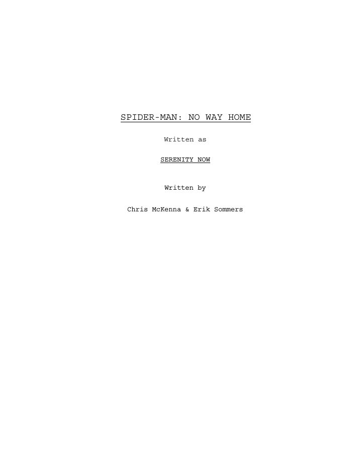 Spider-Man: No Way Home screenplay first page