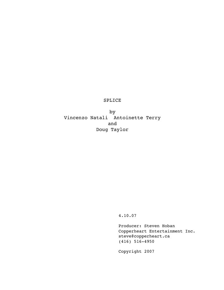 Splice screenplay first page