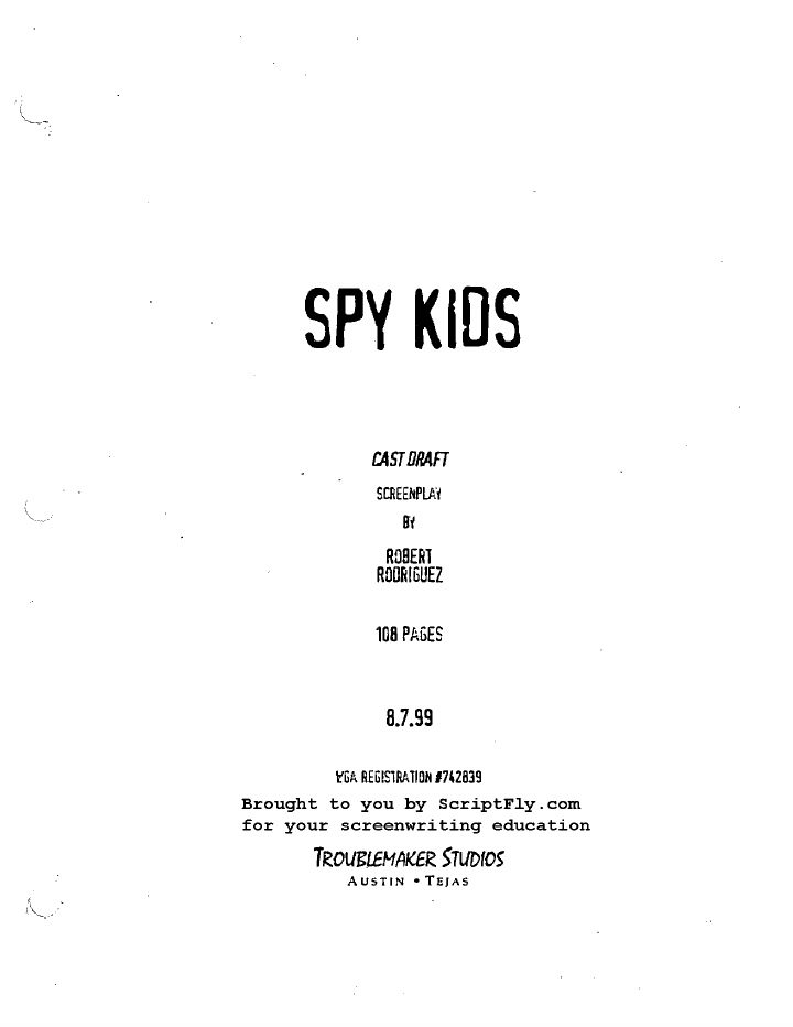 Spy Kids screenplay first page