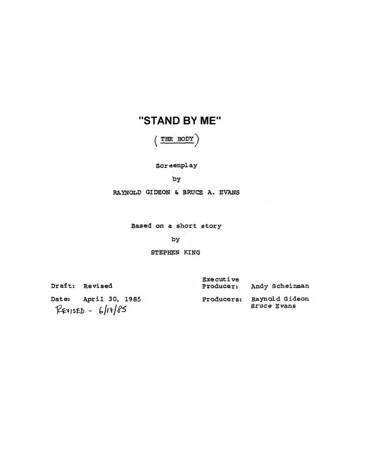 Stand by Me screenplay first page
