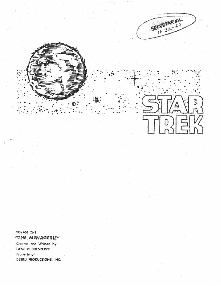Star Trek: 101: The Cage screenplay first page