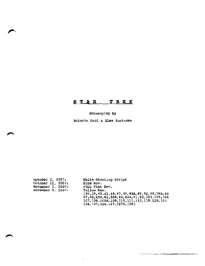 Star Trek screenplay first page