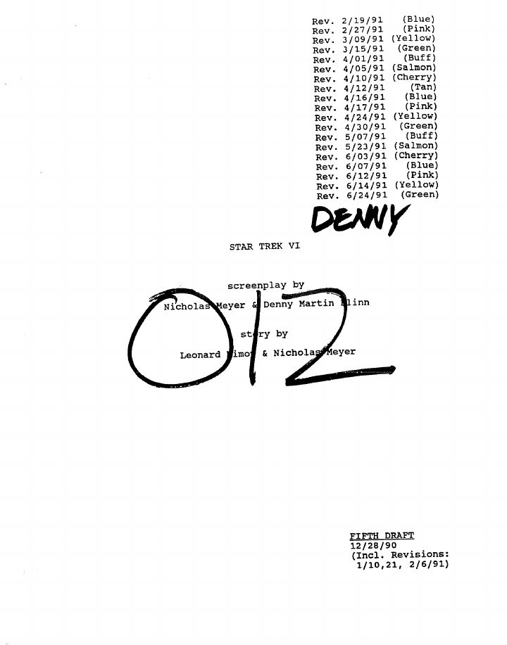 Star Trek VI: The Undiscovered Country screenplay first page