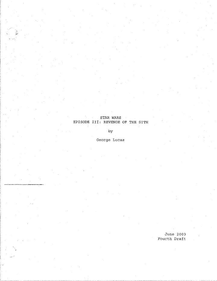 Star Wars: Episode III - Revenge of the Sith screenplay first page