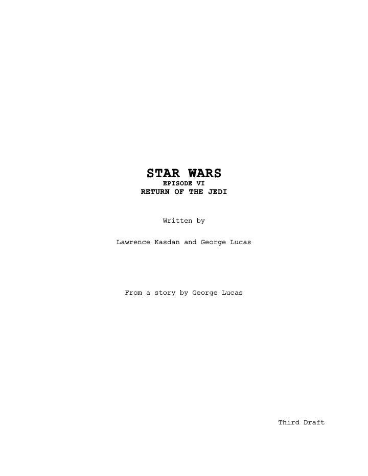 Star Wars: Episode VI - Return of the Jedi screenplay first page