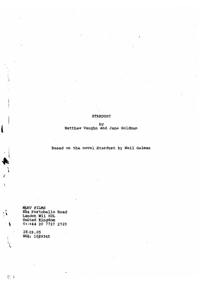 Stardust screenplay first page
