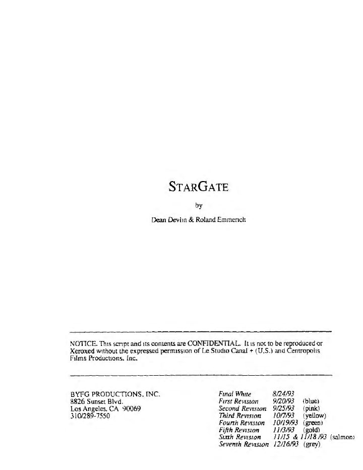 Stargate screenplay first page
