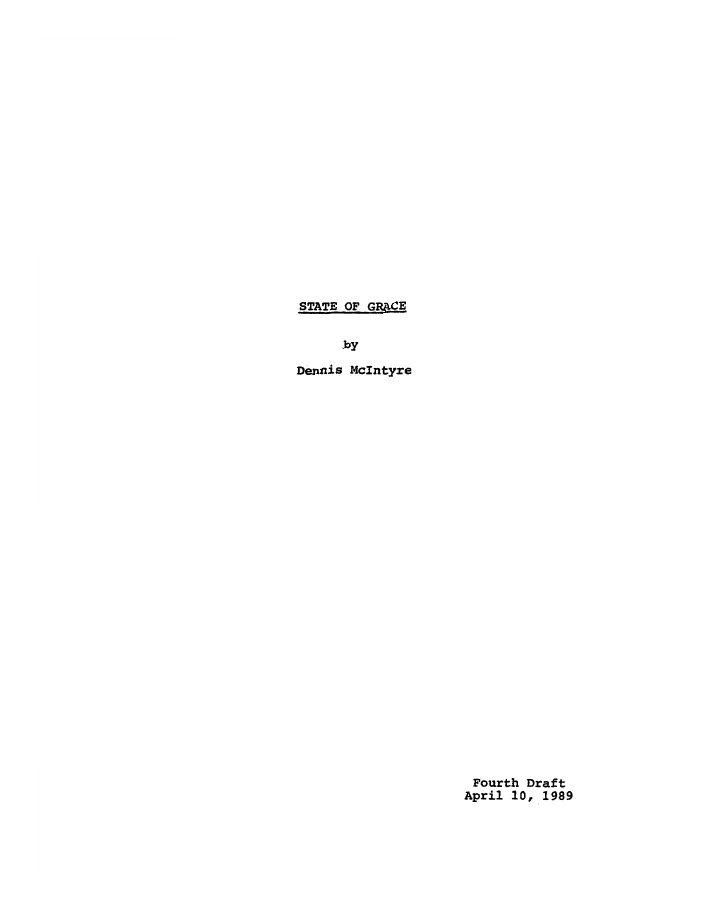 State of Grace screenplay first page
