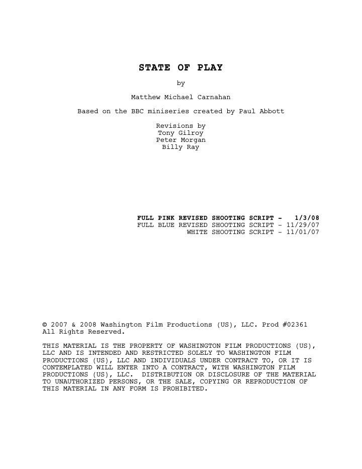 State of Play screenplay first page