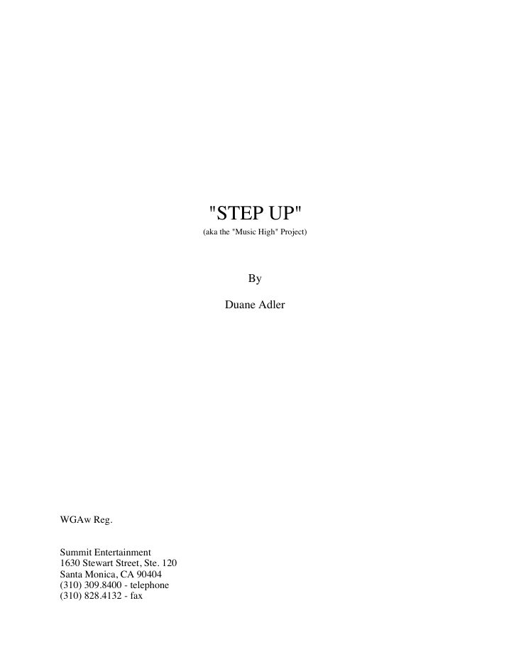 Step Up screenplay first page
