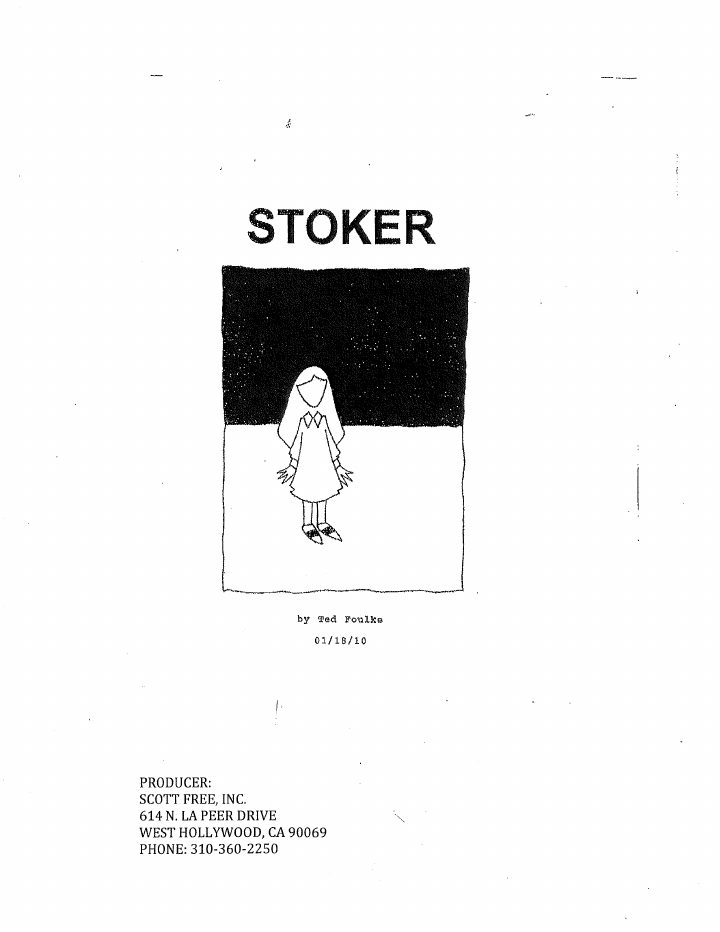 Stoker screenplay first page