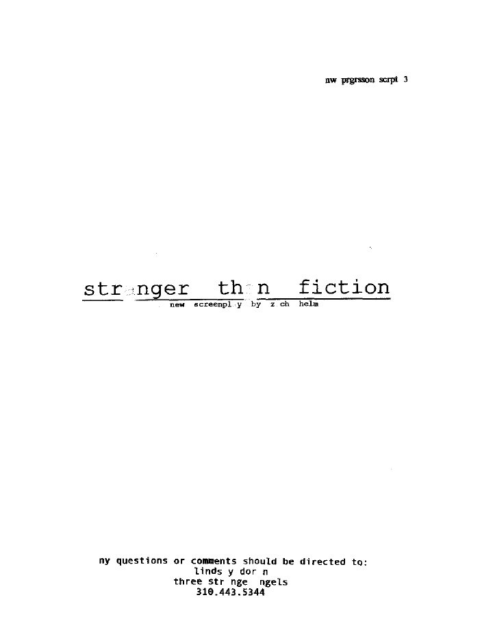 Stranger Than Fiction screenplay first page
