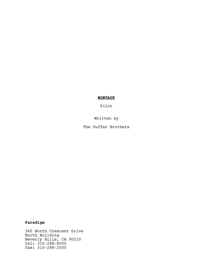 Stranger Things: 101: Chapter One: The Vanishing of Will Byers screenplay first page