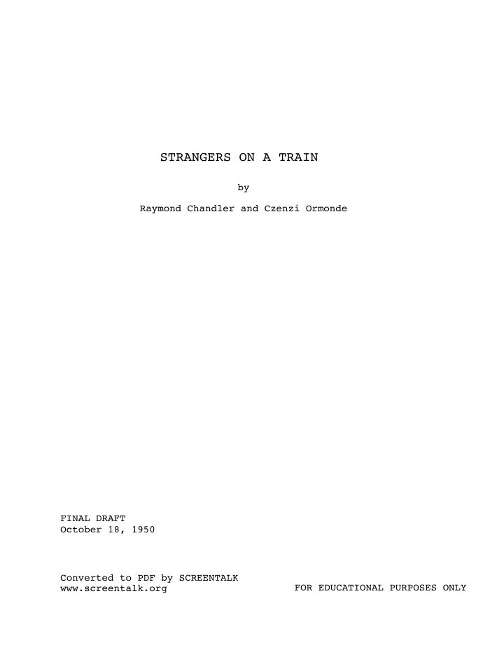 Strangers on a Train screenplay first page