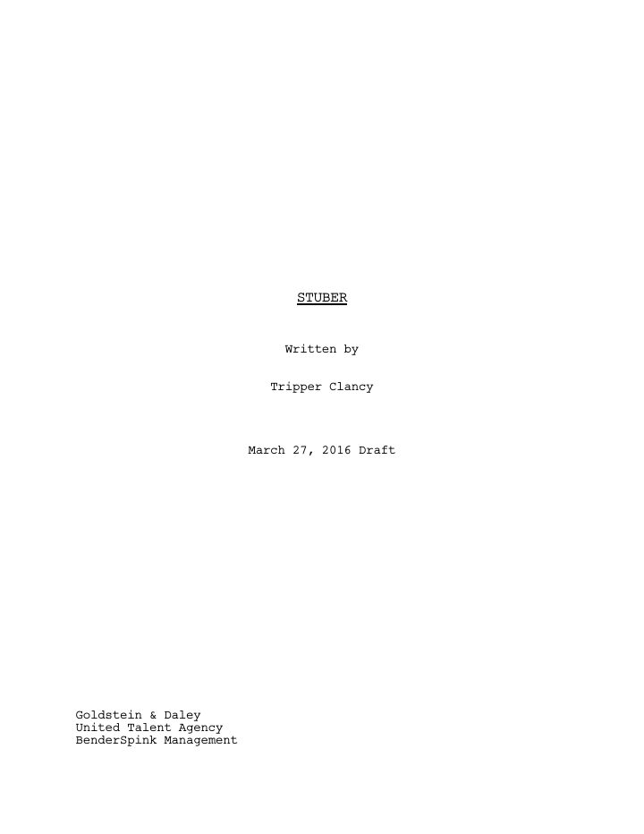 Stuber screenplay first page