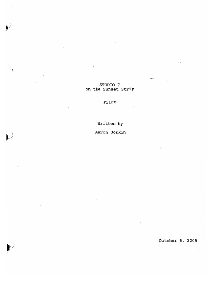 Studio 60 on the Sunset Strip: 101: Pilot screenplay first page