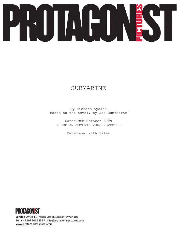 Submarine screenplay first page