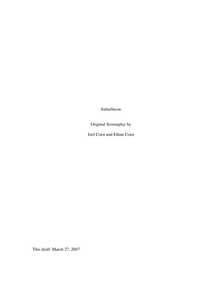 Suburbicon screenplay first page