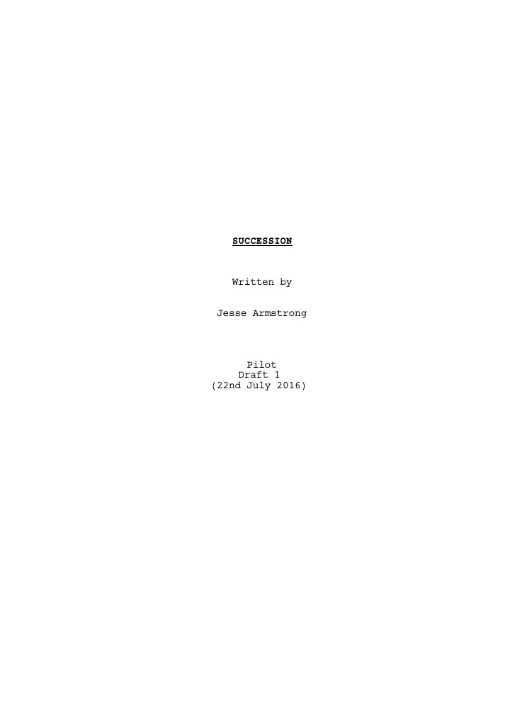 Succession: 101: Celebration screenplay first page