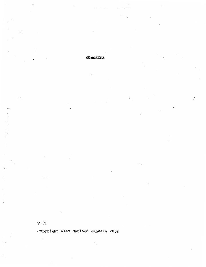 Sunshine screenplay first page
