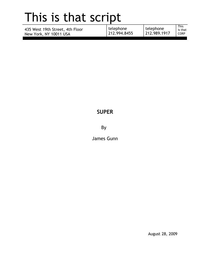Super screenplay first page