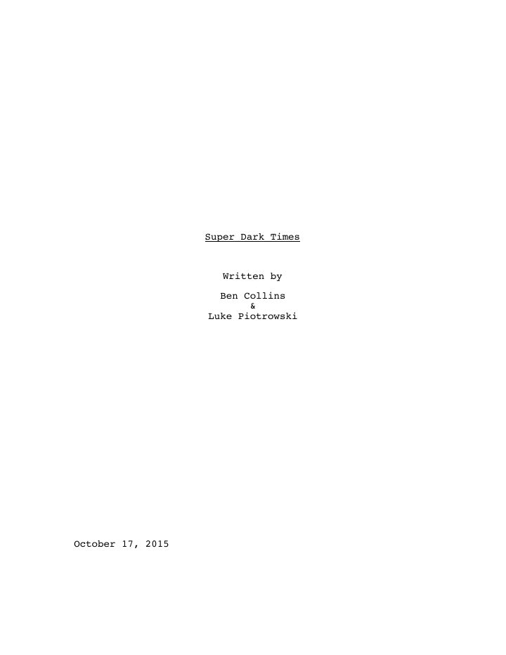 Super Dark Times screenplay first page