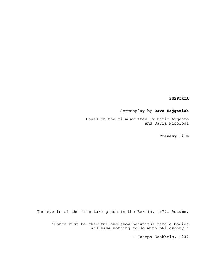 Suspiria screenplay first page