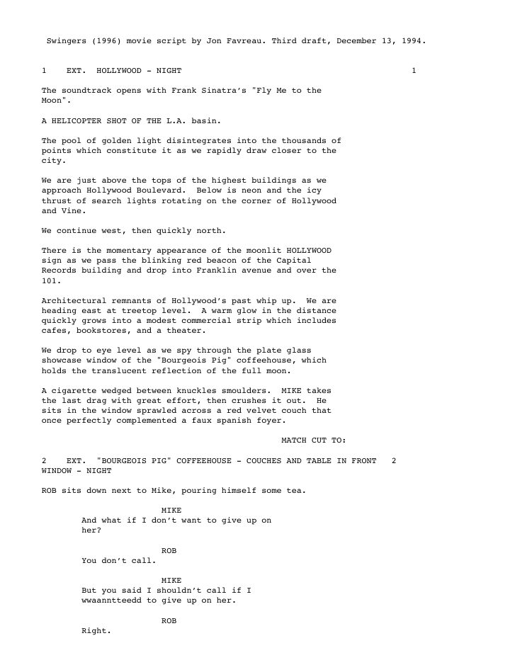 Swingers screenplay first page