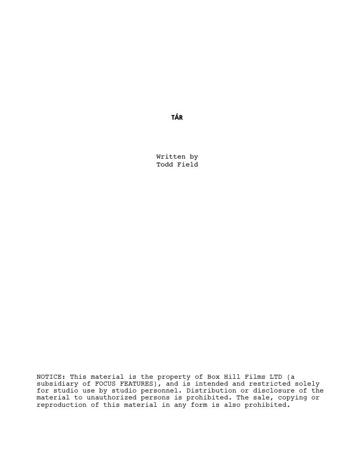 TÁR screenplay first page