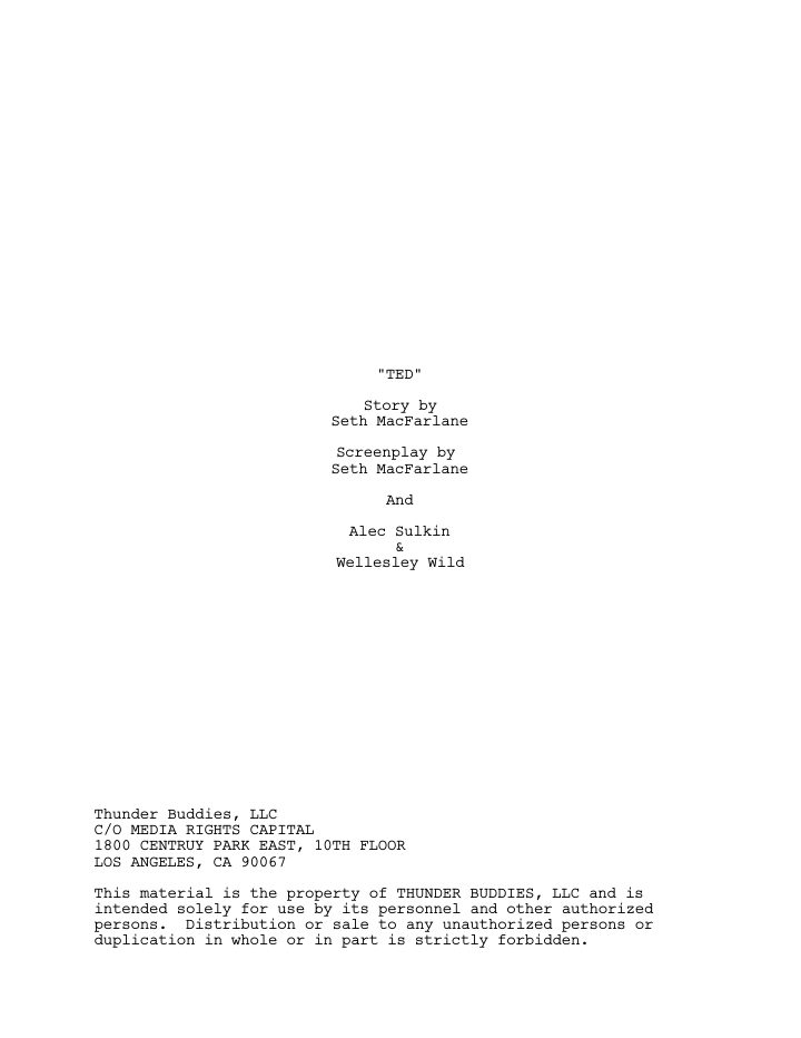 Ted screenplay first page