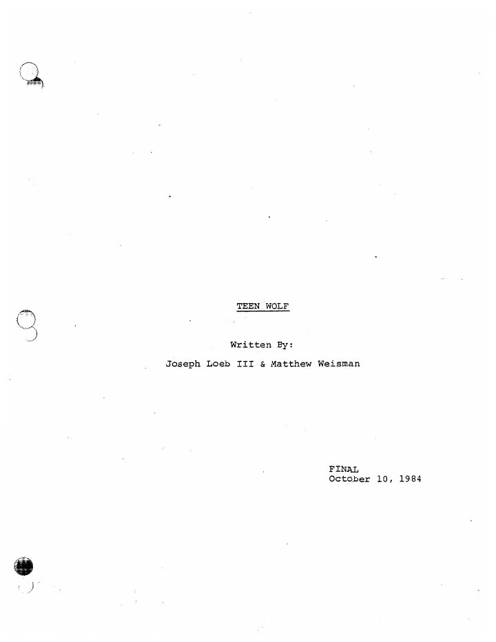 Teen Wolf screenplay first page