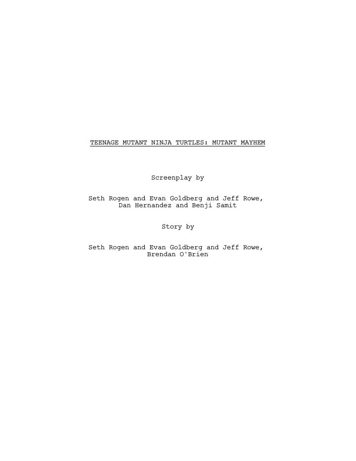 Teenage Mutant Ninja Turtles: Mutant Mayhem screenplay first page