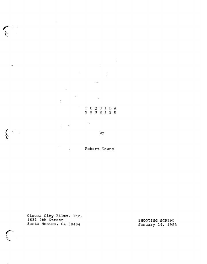 Tequila Sunrise screenplay first page